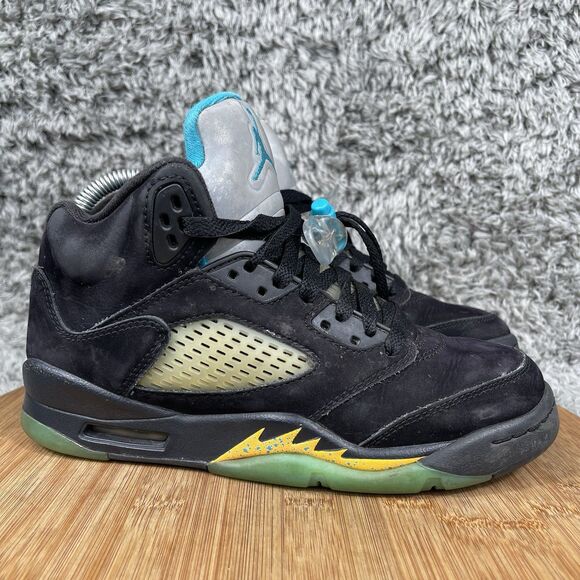 Nike Air Jordan 5 Retro GS Black Aquatone Taxi Shoes Size 5 Y 440888-047 - Picture 1 of 9